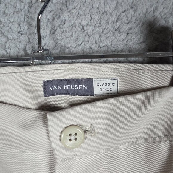 Van Heusen Pants Mens Size 34x30 Clay Classic Fit Chino Cotton Twill Flat Front - Picture 6 of 12